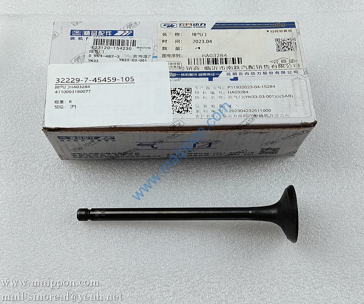 Exhaust Valve HA03284 YN33-03-001 YUNNEI engine parts