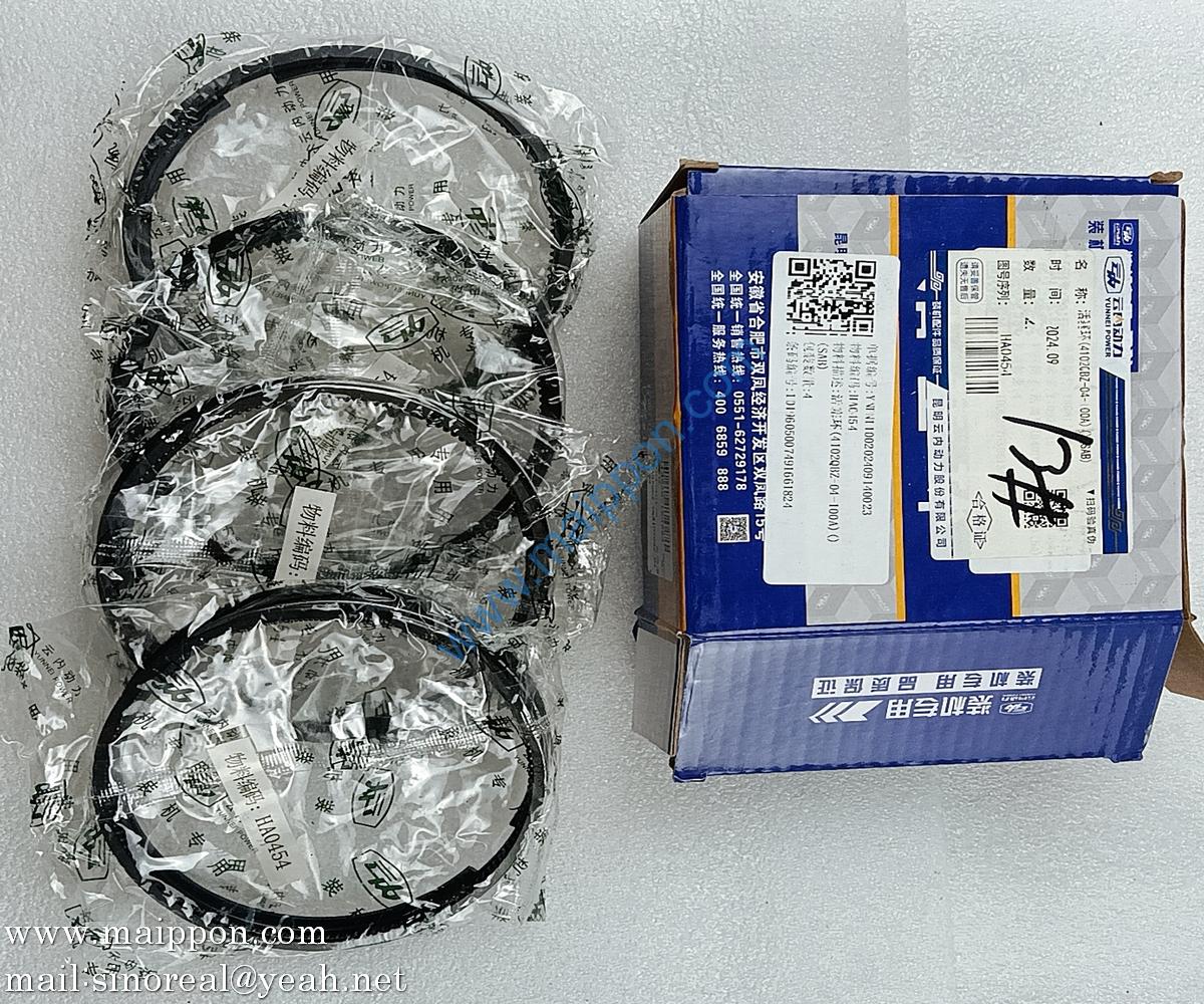 HA0454 Piston Ring 4102QBZ-04-100A 4102QBZ-04-002A 4102QBZ-04-003A, 4102QBZ-04.01B YUNNEI engine parts