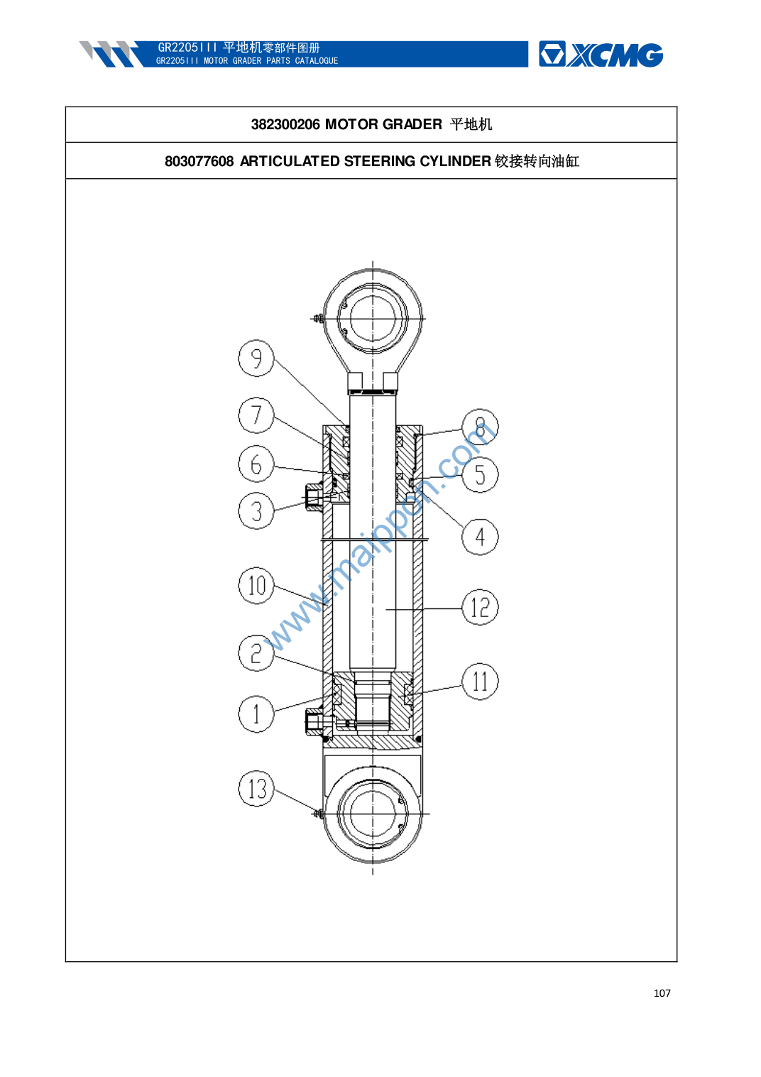 GR2205 ARTICULATED STEERING CYLINDER - 803077608